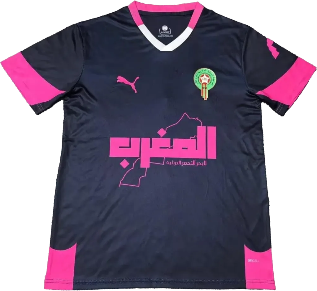 maillot maroc 2025/2026 noir / rose puma nouveau