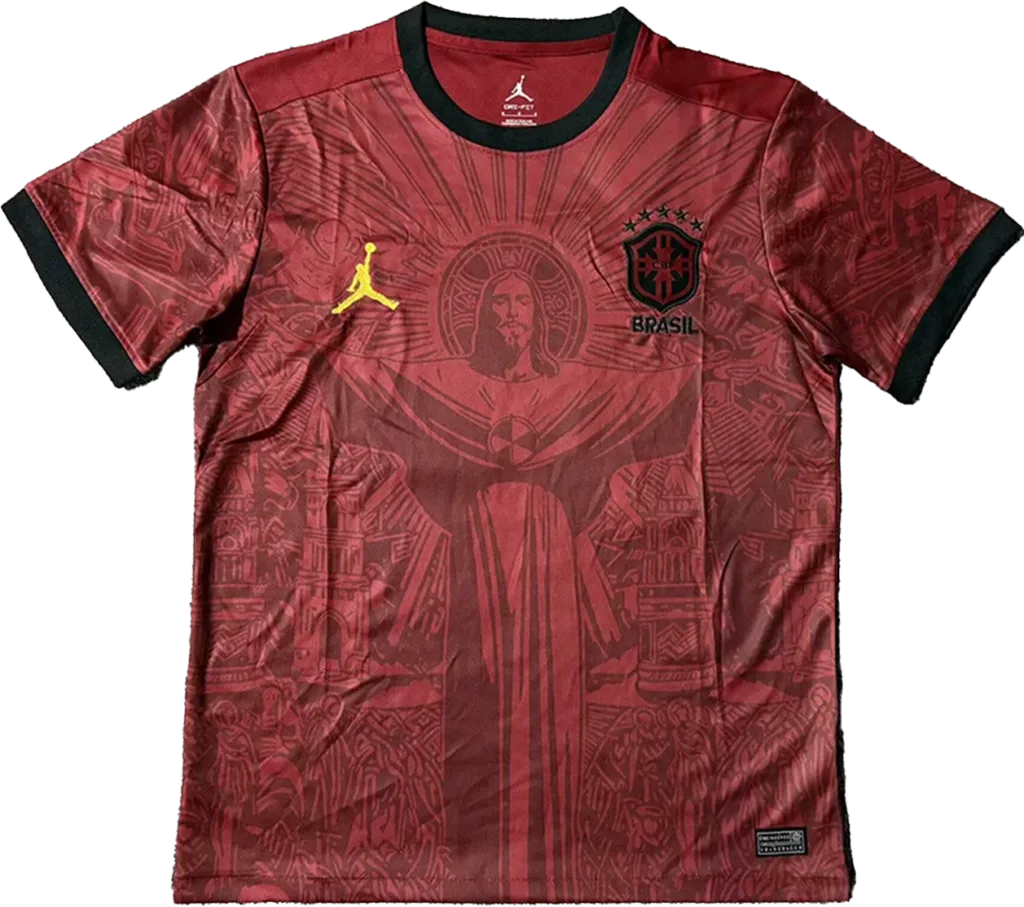maillot brésil rouge jesus christ 2025/26 nouveau